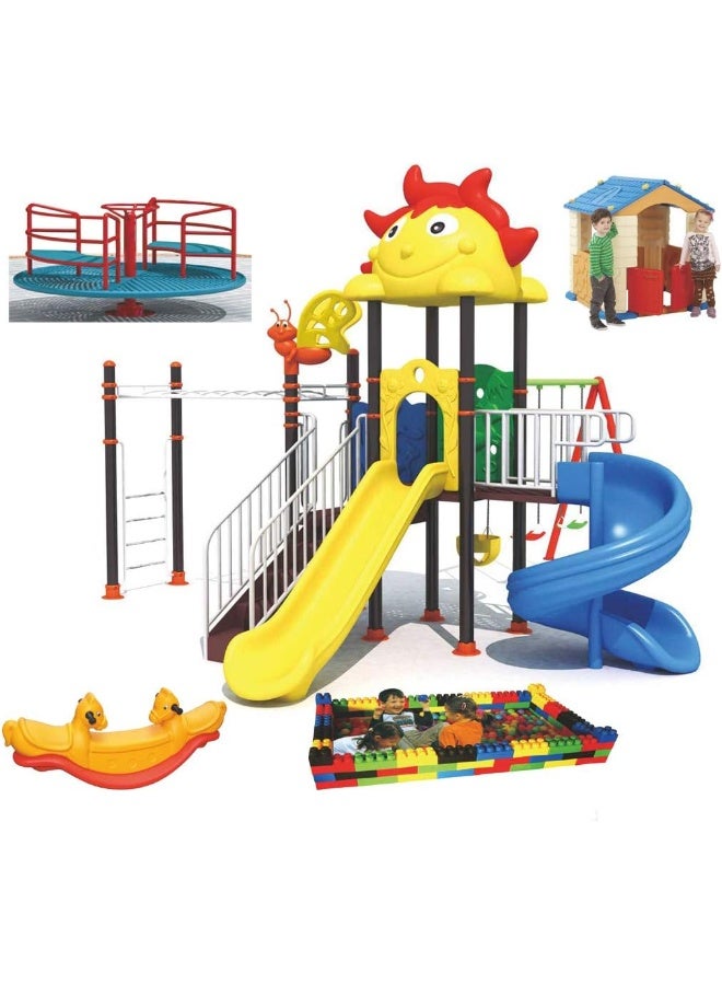 Rainbow Toys Adventure & Outdoor Playground Equipment All In One Set Slides, Swings for kids toys Offers - Image 1