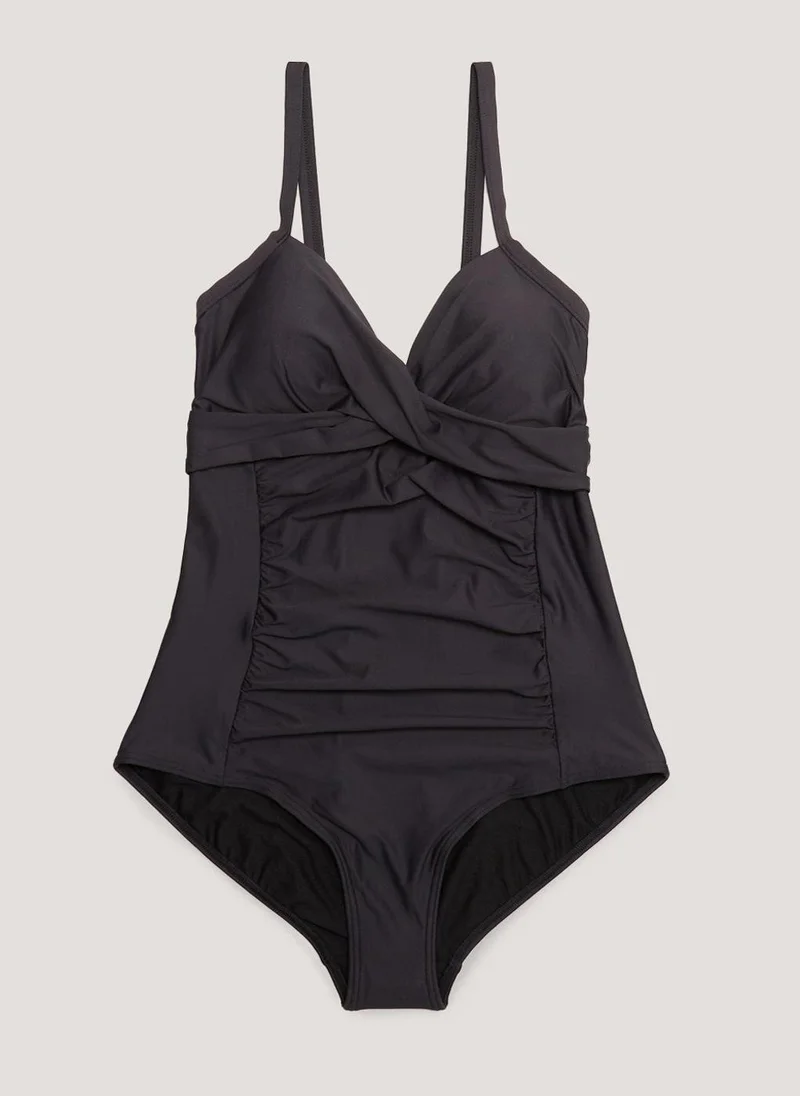 ماتلان Black Tummy Control Wrap Front Swimsuit