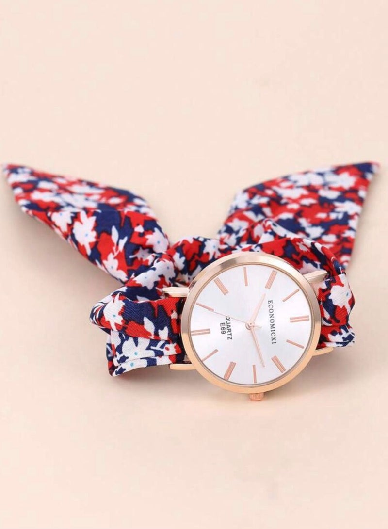 ECONOMICXI Casual Watch For Women With Colored Fabric Strap - Image 2