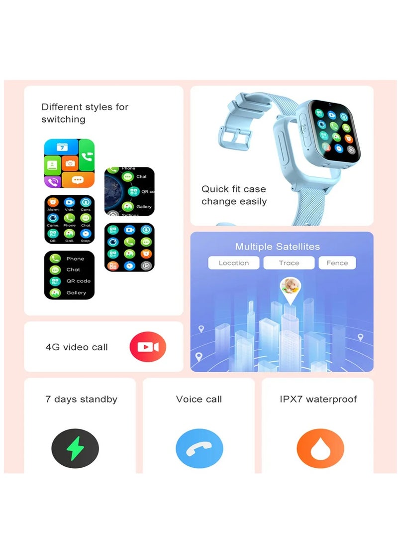 Generic - 4G Kids Smart Watch With Sim Card Support and Waterproof - 2023 Model with Video Call, GPS , and More - Image 1