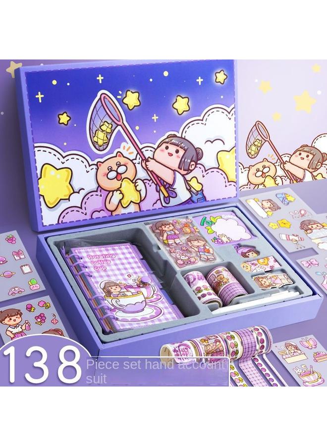 Bluejw Small Potato Cute Hand Ledger Suit Transparent Loose-leaf Book Full Set Of Hand Ledger Tools And Paper Stickers Note Notebook - Image 3