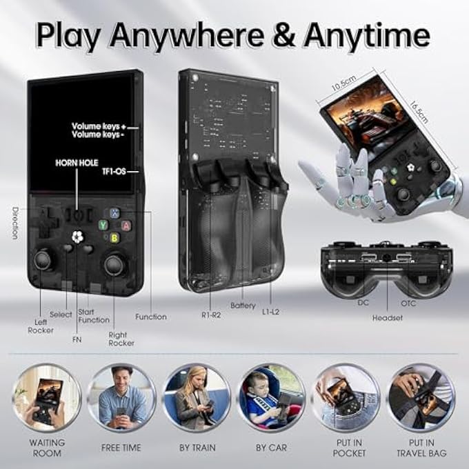 R36MAX RETRO GAME CONSOLE, 4.0 INCH IPS SCREEN, 128GB MEMORY, 22,000 GAMES PRE-INSTALLED, 4000 MAH BATTERY, PORTABLE HANDHELD CONSOLE FOR CHILDREN - Image 4