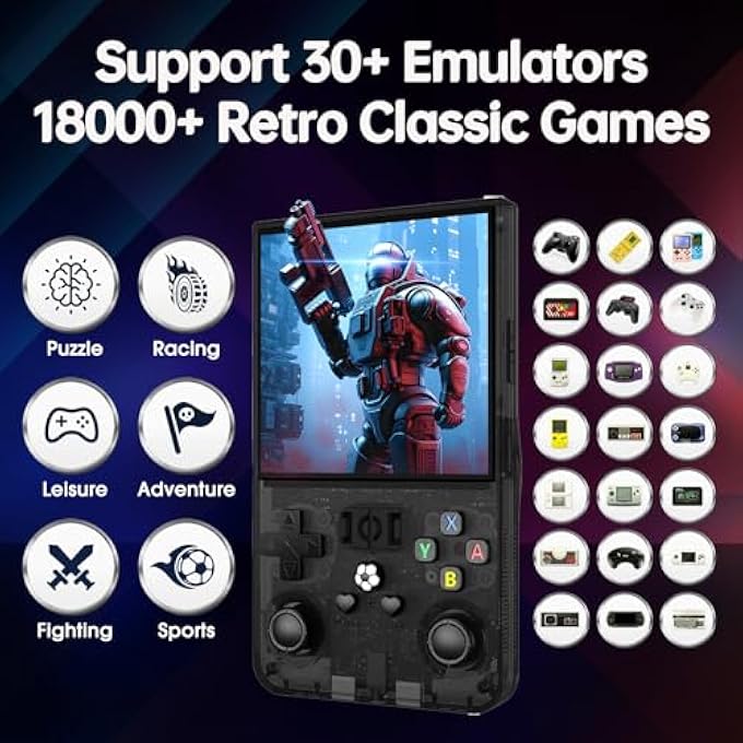 R36MAX RETRO GAME CONSOLE, 4.0 INCH IPS SCREEN, 128GB MEMORY, 22,000 GAMES PRE-INSTALLED, 4000 MAH BATTERY, PORTABLE HANDHELD CONSOLE FOR CHILDREN - Image 2