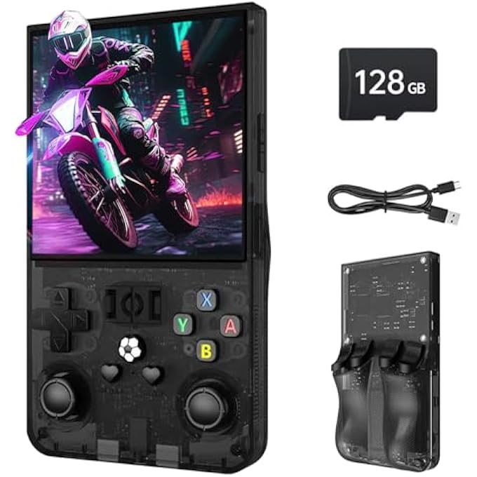 R36MAX RETRO GAME CONSOLE, 4.0 INCH IPS SCREEN, 128GB MEMORY, 22,000 GAMES PRE-INSTALLED, 4000 MAH BATTERY, PORTABLE HANDHELD CONSOLE FOR CHILDREN - Image 1