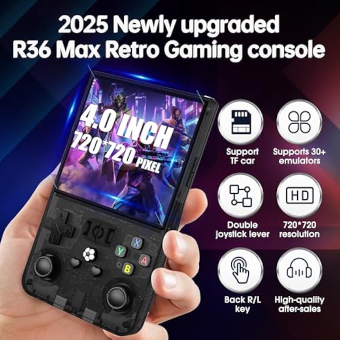 R36MAX RETRO GAME CONSOLE, 4.0 INCH IPS SCREEN, 128GB MEMORY, 22,000 GAMES PRE-INSTALLED, 4000 MAH BATTERY, PORTABLE HANDHELD CONSOLE FOR CHILDREN - Image 3