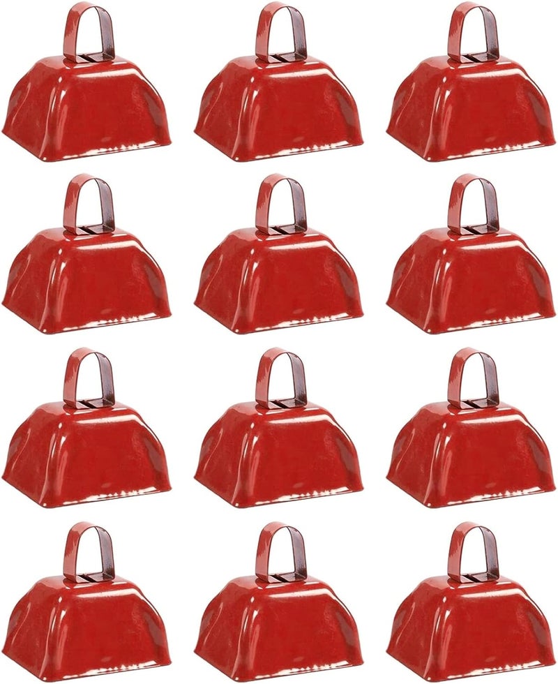 Blue Panda Mini Cowbell - Red Cowbells for Sporting Events - Noise Makers for Sporting Events - Celebration Noise Makers - 3-Inch, Iron, Pack of 12 - Image 1