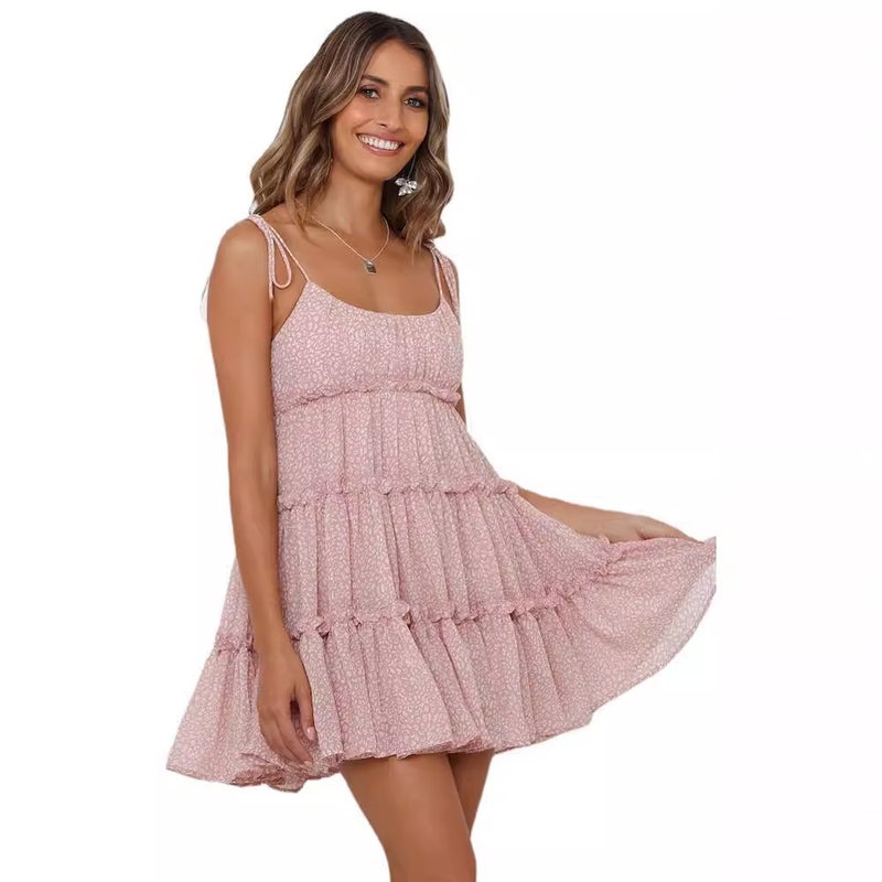 New Summer European American Vacation Print Spaghetti Strap Dress - Image 5