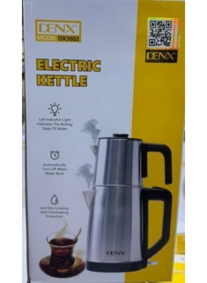 DENX Electric Glass Kettle, 1.8L, 1500W, Black, 360-Degree Rotating Base, Auto Shut-off - Image 1