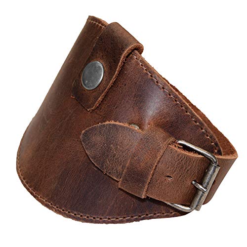 Hide & Drink, Motorcycle Boot Protector with Buckle Closure, Protects Shoe from Shifter, Biker Gear, Shoe Cover, Rustic Guard, Full Grain Leather, Handmade, Bourbon Brown - Image 1