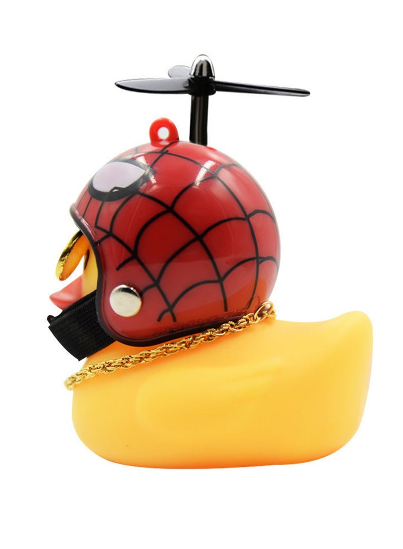 دراجة الأطفال، بطة صفراء صغيرة، قرن الضغط مناسبة للأطفال الصغار والكبار، أضواء ركوب الدراجات، لعبة خوذة البطة الصفراء المطاطية (خوذة الرجل العنكبوت الأحمر) - Image 1