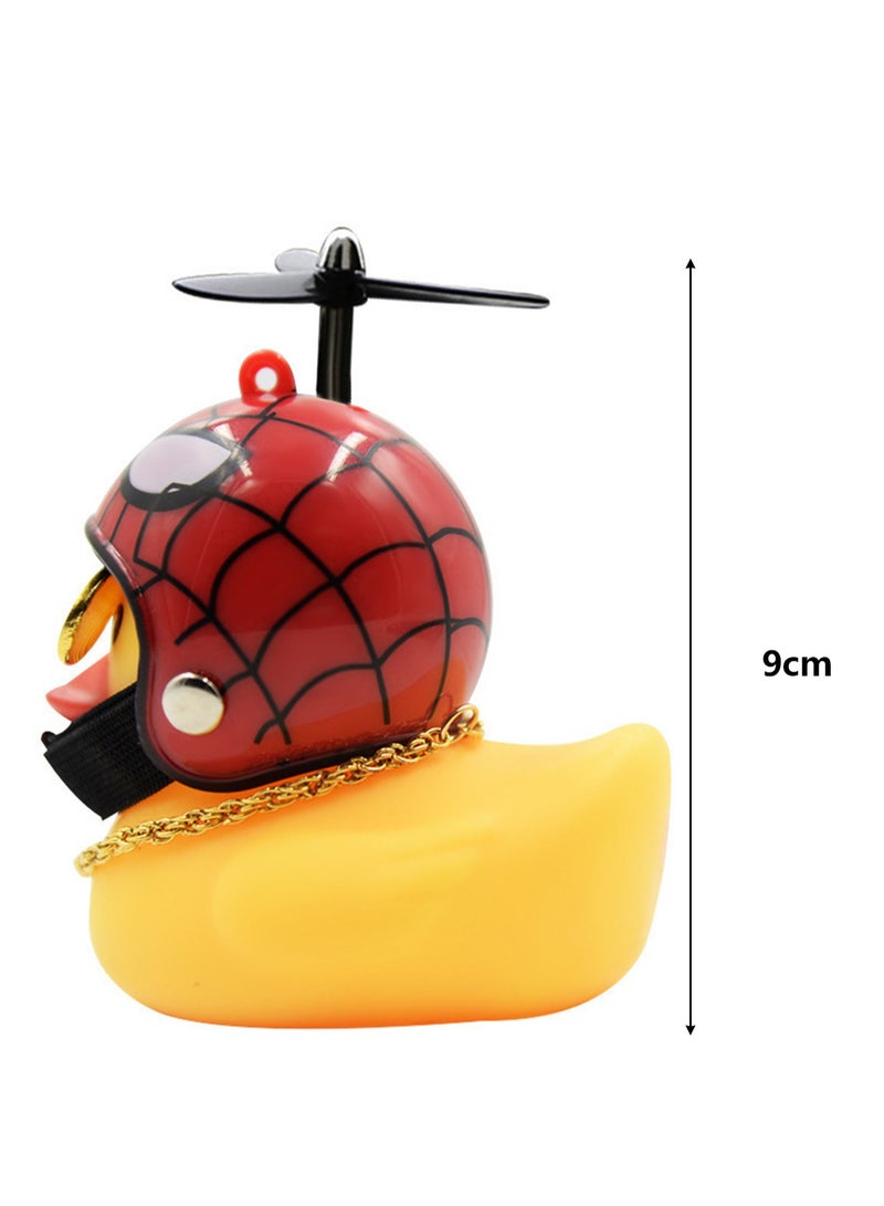 دراجة الأطفال، بطة صفراء صغيرة، قرن الضغط مناسبة للأطفال الصغار والكبار، أضواء ركوب الدراجات، لعبة خوذة البطة الصفراء المطاطية (خوذة الرجل العنكبوت الأحمر) - Image 2