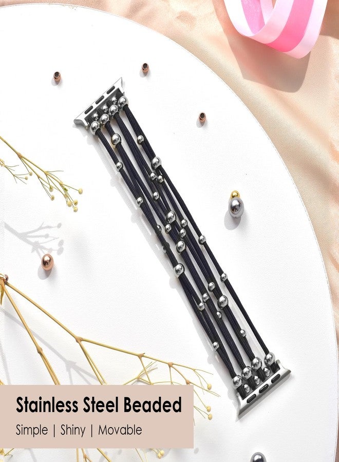 VISOOM Beaded Boho Bracelet Compatible for Apple Watch bands 38/40/41/42mm Women - Stretchy iWatch Band Women for Apple Watch Series 11/10/SE/9/8/7/6/5/4/3/2/1, DIY Metal Beaded Apple Watch Bracelet Band - Image 3