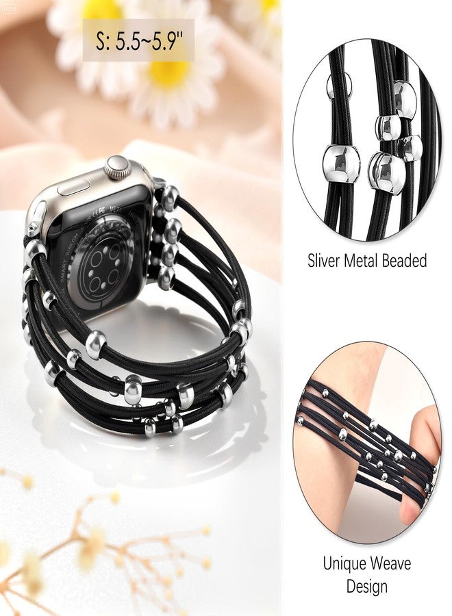 VISOOM Beaded Boho Bracelet Compatible for Apple Watch bands 38/40/41/42mm Women - Stretchy iWatch Band Women for Apple Watch Series 11/10/SE/9/8/7/6/5/4/3/2/1, DIY Metal Beaded Apple Watch Bracelet Band - Image 2