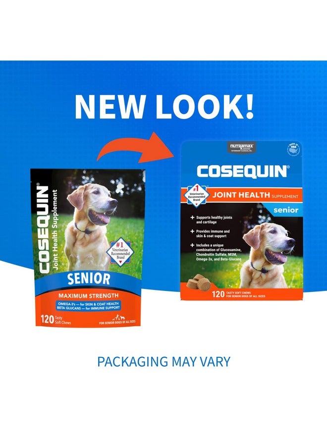 Nutramax Laboratories Nutramax Cosequin for Senior Dogs Joint Health Supplement, Contains Glucosamine, Chondroitin, MSM, Omega-3s and Beta-Glucan, Supports Joint, Skin and Coat, Immune Health, Soft Chews, 120 Count  - Image 2