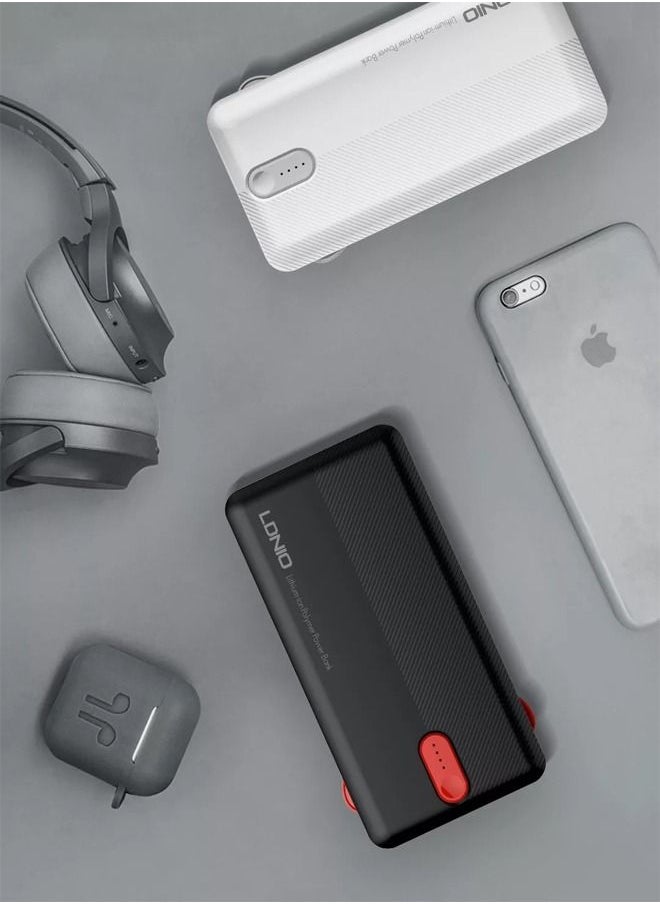 LDNIO - 20000mAh Power Bank Dual USB Power Supply Quick Charge with Built-in With 3 IN 1 Cable - Image 1