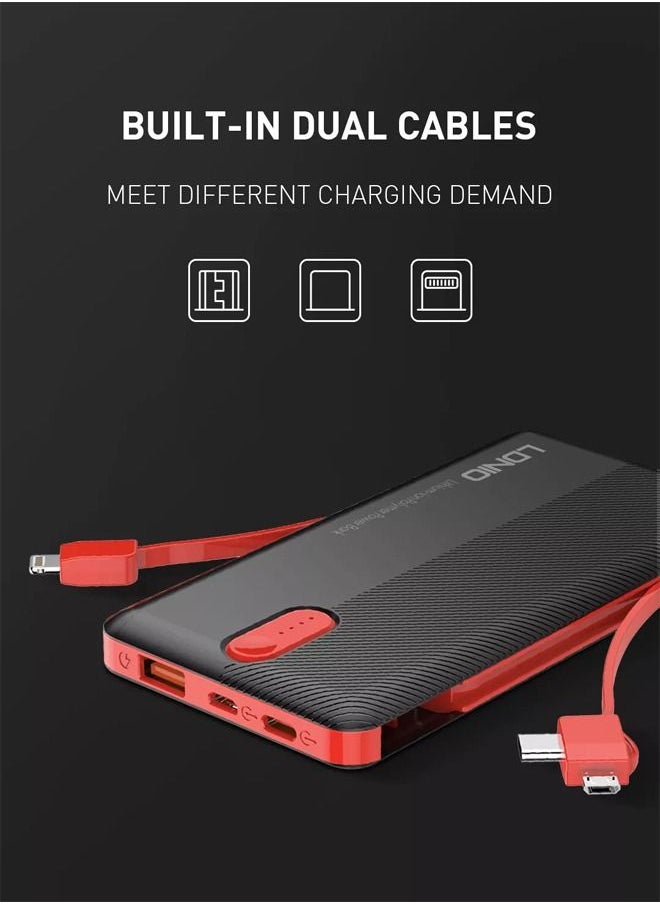 LDNIO - 20000mAh Power Bank Dual USB Power Supply Quick Charge with Built-in With 3 IN 1 Cable - Image 1