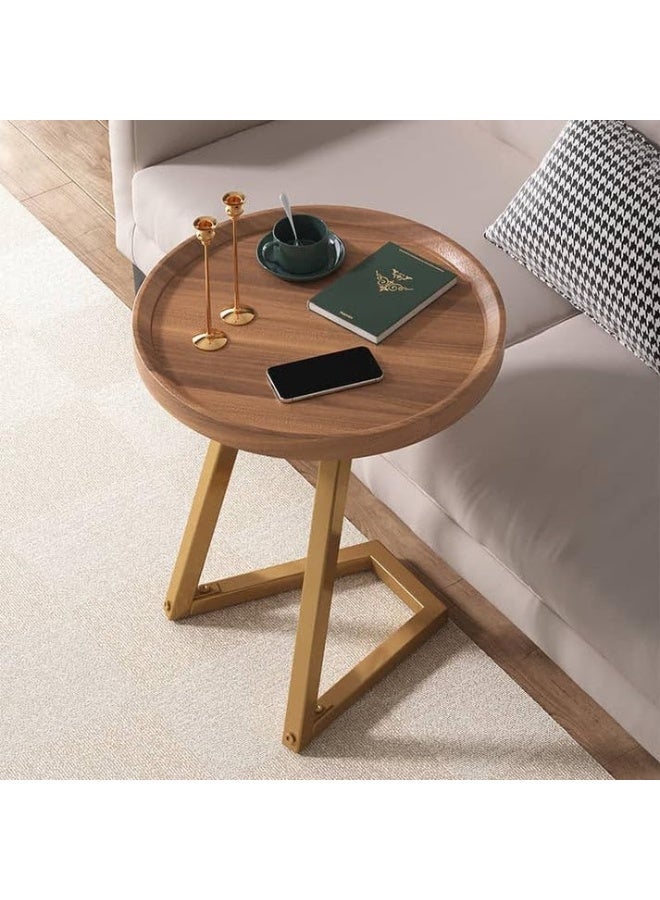 طاولة نهاية على شكل C طاولة جانبية معدنية للمنزل طاولة بسيطة وعصرية لطاولة القهوة طاولة بجانب السرير لون السماء فوق البني - Image 1