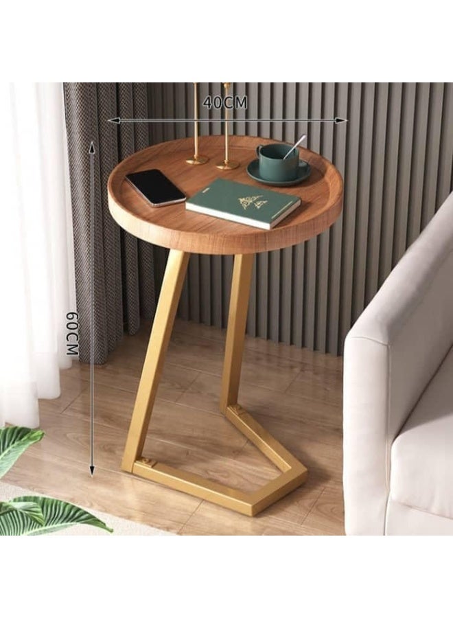 طاولة نهاية على شكل C طاولة جانبية معدنية للمنزل طاولة بسيطة وعصرية لطاولة القهوة طاولة بجانب السرير لون السماء فوق البني - Image 5