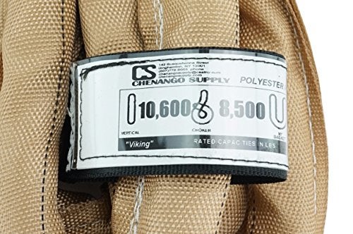 Chenango Supply USA Made VR4 X 4' Tan Slings 4'-30' Lengths in Listing, Double PLY Cover Endless Round Poly Lifting Slings, 10,600 lbs Vertical, 8,500 lbs Choker, 21,200 lbs Basket (USA Poly) (4 FT) - Image 2