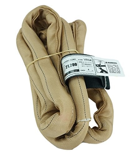 Chenango Supply USA Made VR4 X 4' Tan Slings 4'-30' Lengths in Listing, Double PLY Cover Endless Round Poly Lifting Slings, 10,600 lbs Vertical, 8,500 lbs Choker, 21,200 lbs Basket (USA Poly) (4 FT) - Image 1