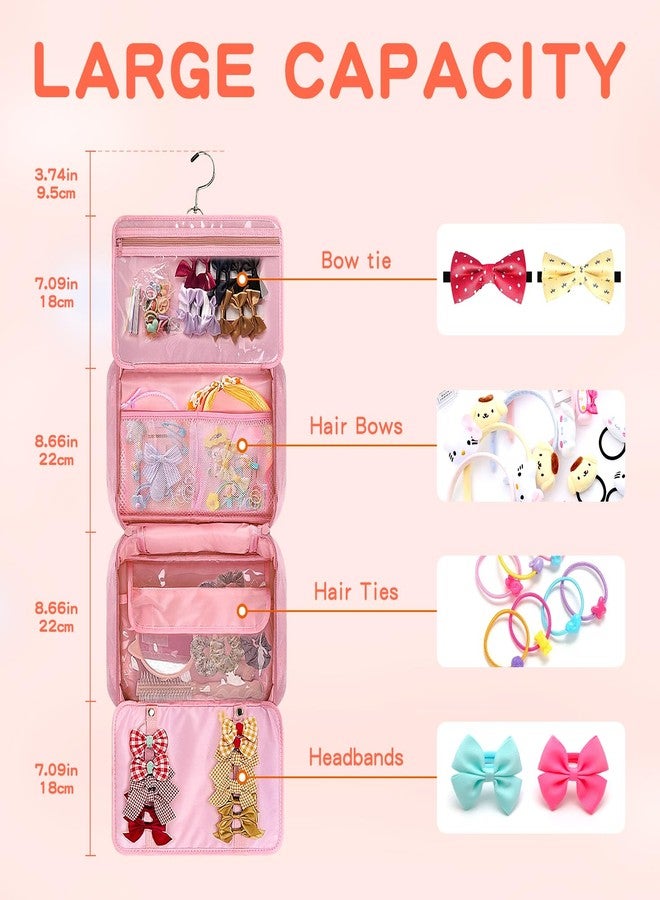 Grekos Hair Accessories Organizer for Girls, Hanging Hair Bow Storage Bag for Girls Hair Clips, Travel Organizer With Hair Clips, Headbands, Scrunchies & Ties - Empty Bag (Pink) - Image 4