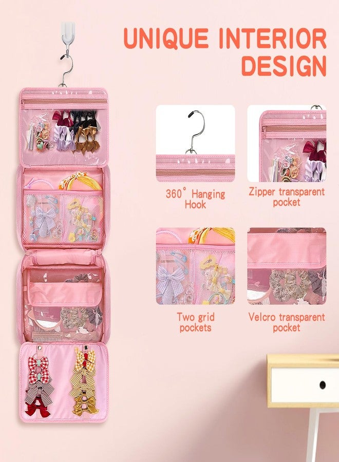 Grekos Hair Accessories Organizer for Girls, Hanging Hair Bow Storage Bag for Girls Hair Clips, Travel Organizer With Hair Clips, Headbands, Scrunchies & Ties - Empty Bag (Pink) - Image 3