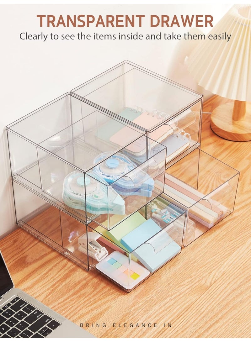 والالا مجموعة من 4 أدراج تخزين قابلة للتكديس، درج مستحضرات تجميل أكريليك قابل للسحب، صندوق عرض منزلي شفاف، صندوق تخزين مستحضرات تجميل مقاوم للغبار، خزانة مطبخ، منظم مكياج، تخزين تحت الحوض - Image 5