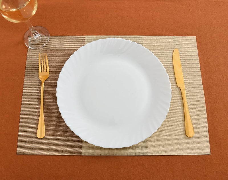 Yellow Weaves Yellow Weaves 6 PVC Dining Table Placemats with 1 Runner (30 X 135 CM), Set of 7 - Beige Brown Border - Image 4