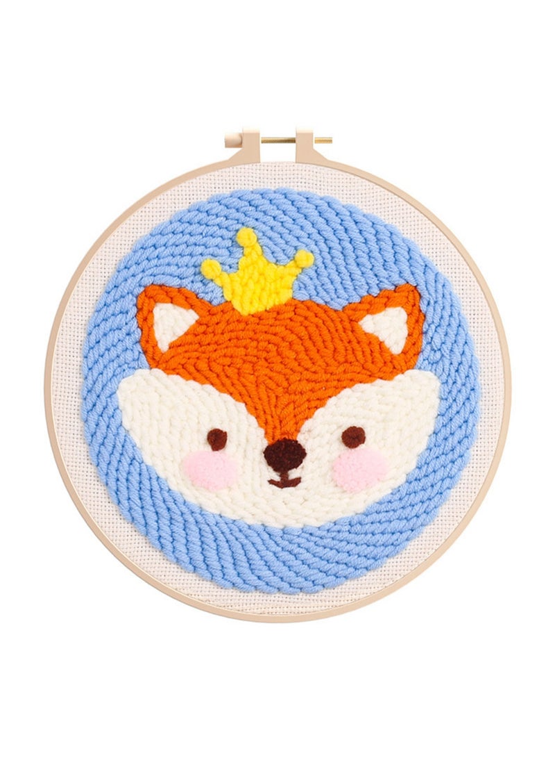 DIY Punch Needle Kit, Cute Cartoon Patterns for Beginners, 20x20cm Hoop Embroidery Punch Needle Beginner Craft Kit, Easy to Make for Adults and Children, Ideal Decorative Gift, Instructions Included - Image 1