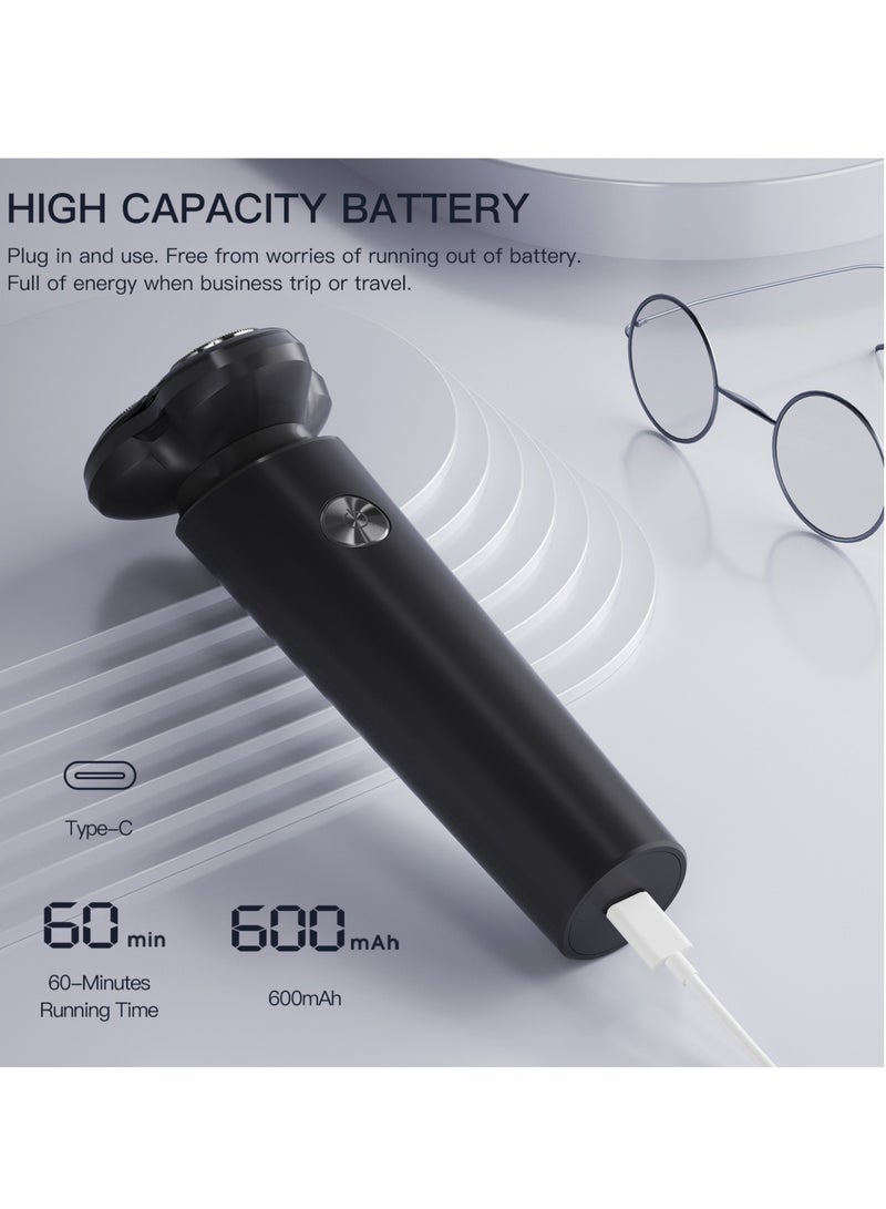 Captaintech Victor Electric Shaver for Men, 3D Independent Floating Heads, 600mAh, Rechargeable,1-Hour Fast USB-C Charging, 60min Runtime, Rotary Electric Razor - Image 3