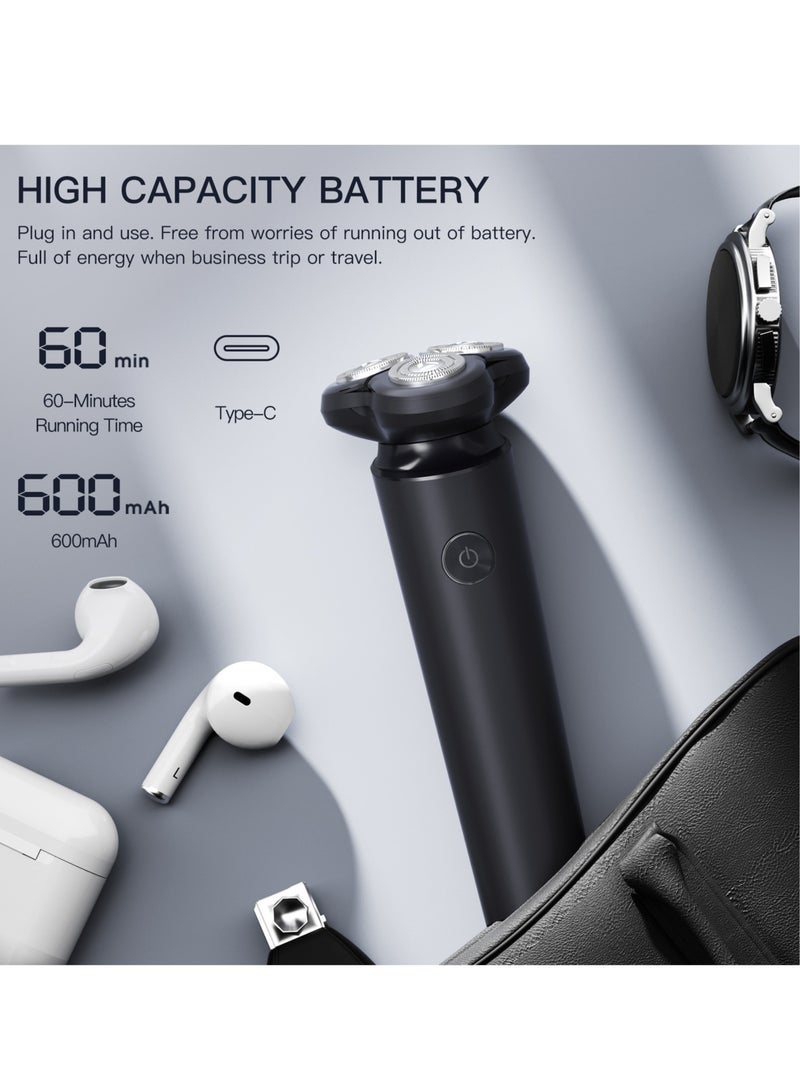 Captaintech Victor Electric Shaver for Men, 3D Independent Floating Heads, 600mAh, Rechargeable,1-Hour Fast USB-C Charging, 60min Runtime, Rotary Electric Razor - Image 4