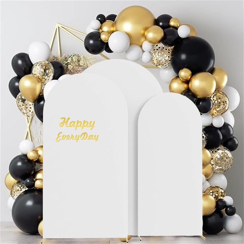 HAINARverS Set of 3 Wedding Arch Cover 6FT,6.6FT,7.2FT Spandex Fitted Stretchy Arch Stand Covers,2 Sided Round Top Chiara Backdrop Cover for Birthday Party Banquet Baby Shower Arch Decoration(White) - Image 2