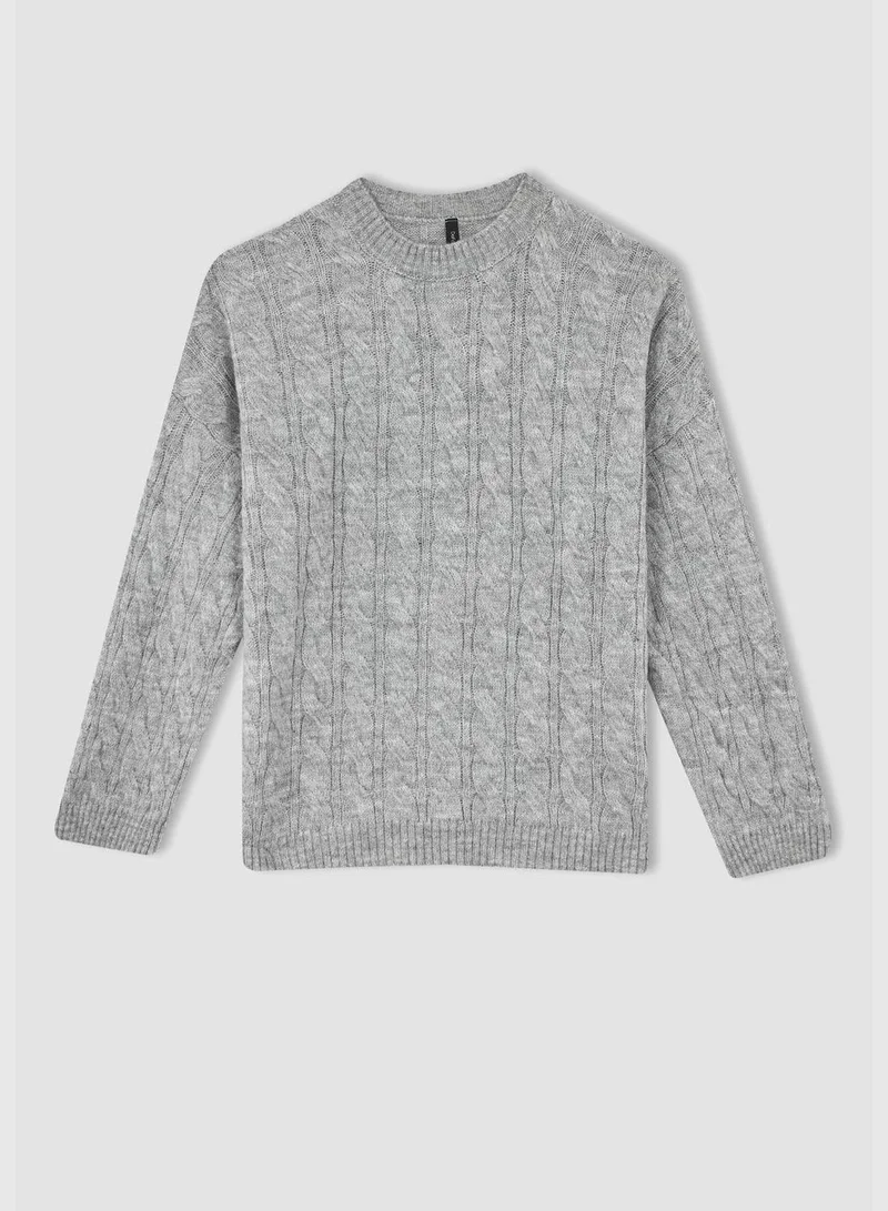 DeFacto Woman Oversize Fit Crew Neck Long Sleeve Tricot Pullover