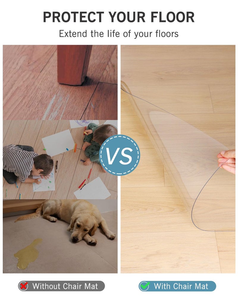 FURKIT Area Mat for Hard Floor, 6'Ã—9' Transparent PVC Area Rug for Home, Waterproof No Smell Protector for Dining Room, Large Durable Mats for Rolling Chair, Kitchen, Living Room, High Traffic Area - Image 2
