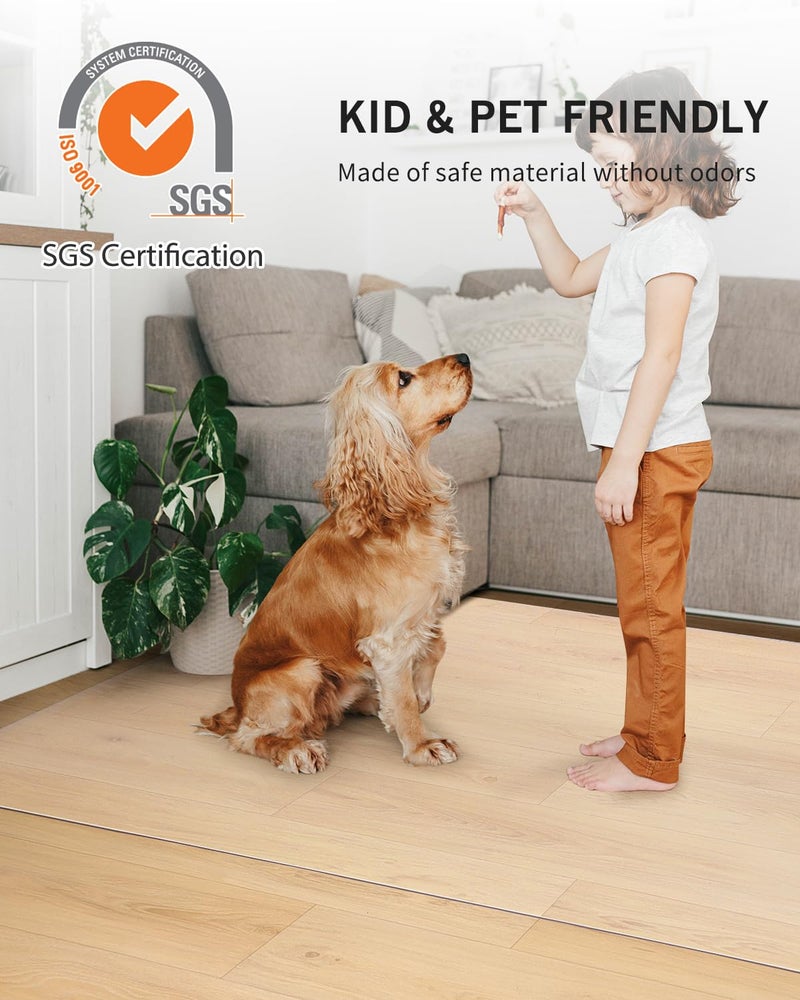 FURKIT Area Mat for Hard Floor, 6'Ã—9' Transparent PVC Area Rug for Home, Waterproof No Smell Protector for Dining Room, Large Durable Mats for Rolling Chair, Kitchen, Living Room, High Traffic Area - Image 5