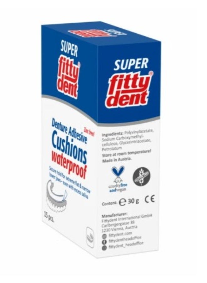 Fittydent Fitty Dent Denture Adhesive Cushions waterproof 15'S Strips - Image 2