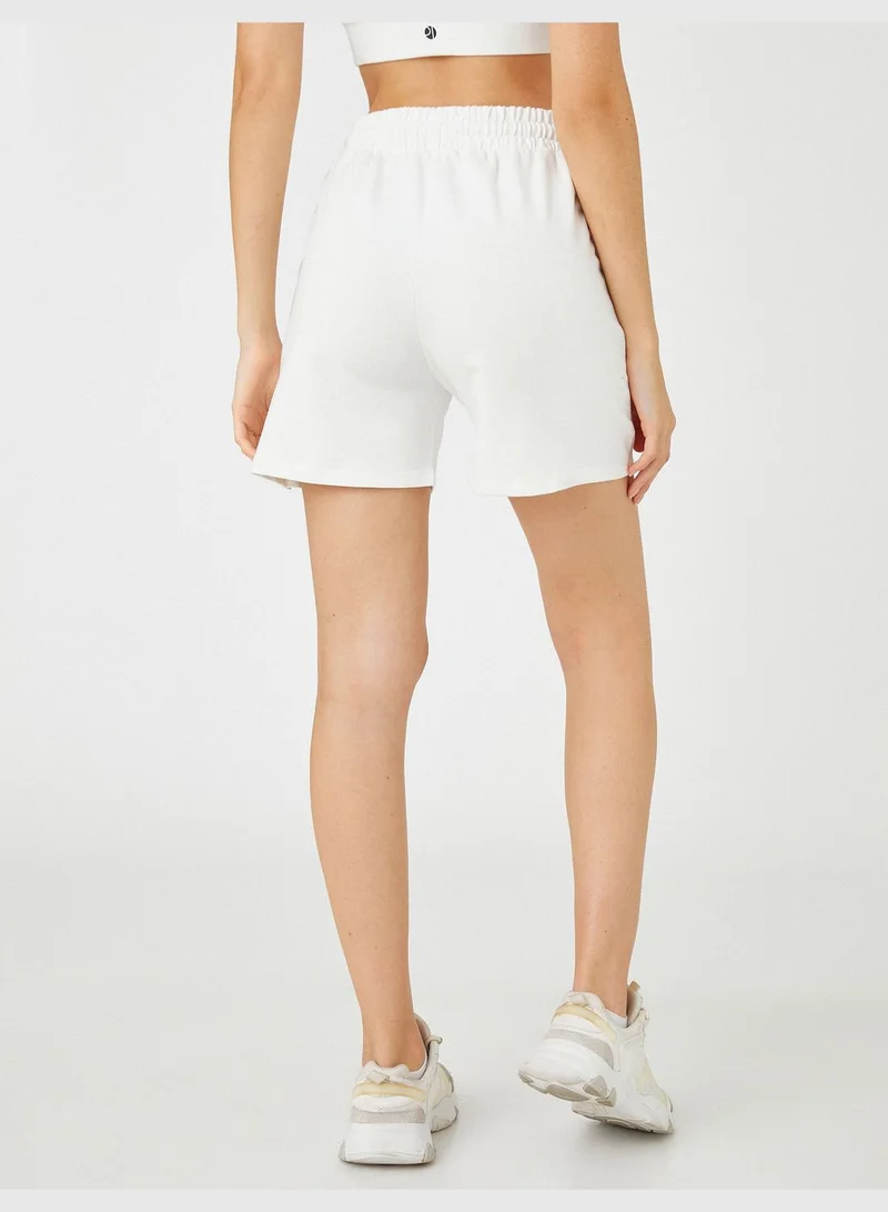 KOTON Relax Fit Drawstring Minimal Printed Sport Shorts
