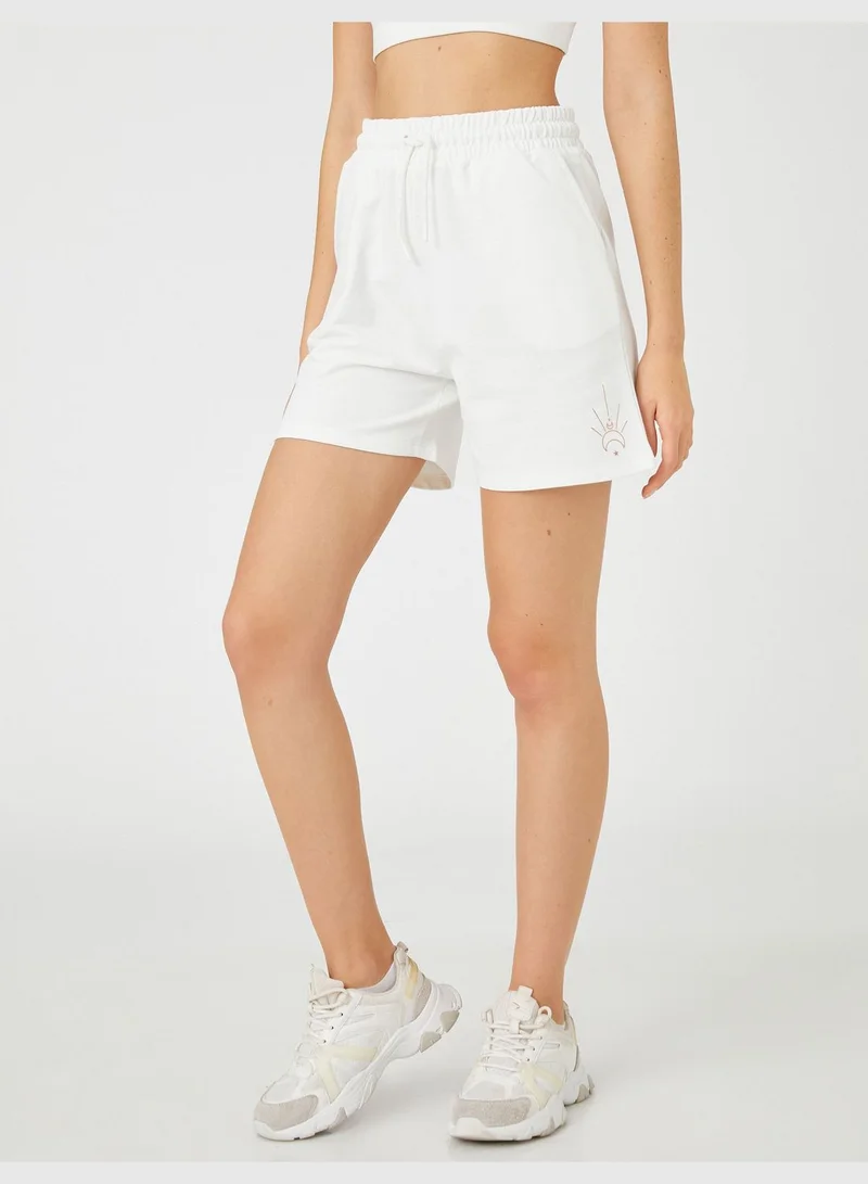 KOTON Relax Fit Drawstring Minimal Printed Sport Shorts