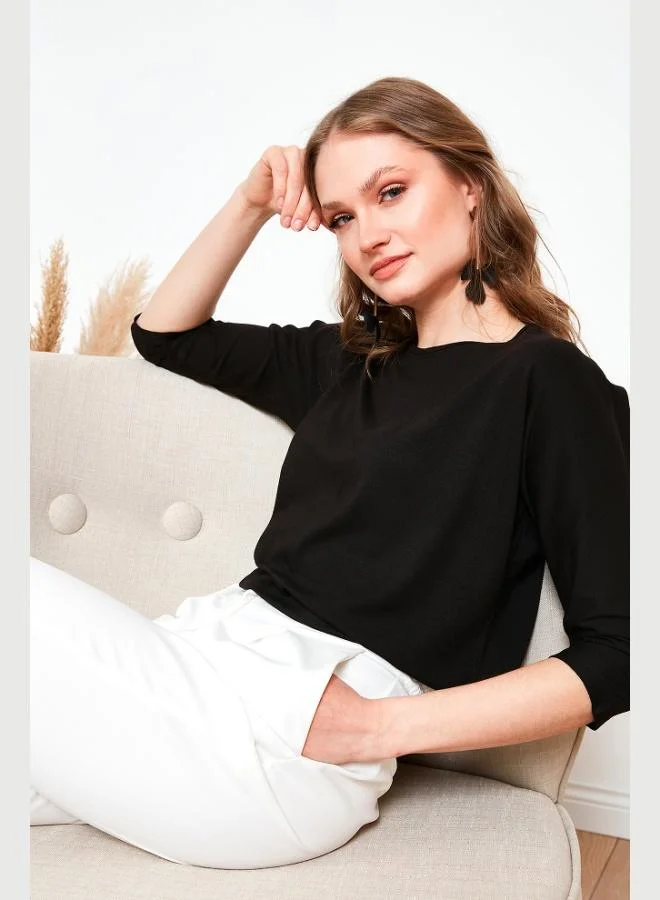 Lela Lela Crew Neck Truvakar Sleeve Blouse Women's Blouse 5861416Y