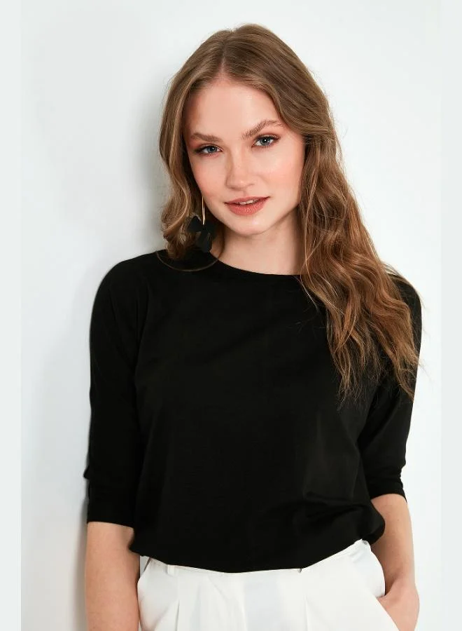 Lela Lela Crew Neck Truvakar Sleeve Blouse Women's Blouse 5861416Y