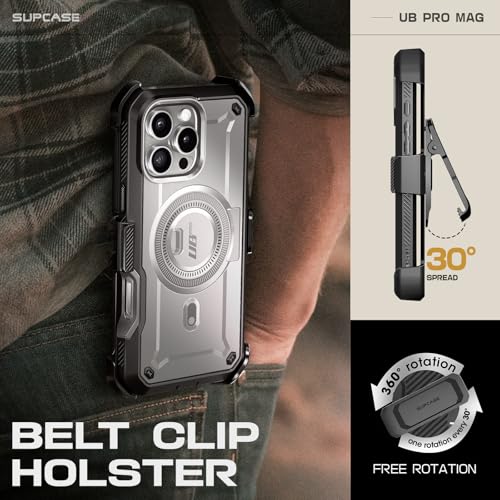 SUPCASE for iPhone 16 Pro Max Case with Stand (UBPro Mag), [Support MagSafe] [Built-in Screen Protector & Belt Clip] [Military-Grade Protection] Magnetic Phone Case for iPhone 16 Pro Max 6.9'', TiGray - Image 5