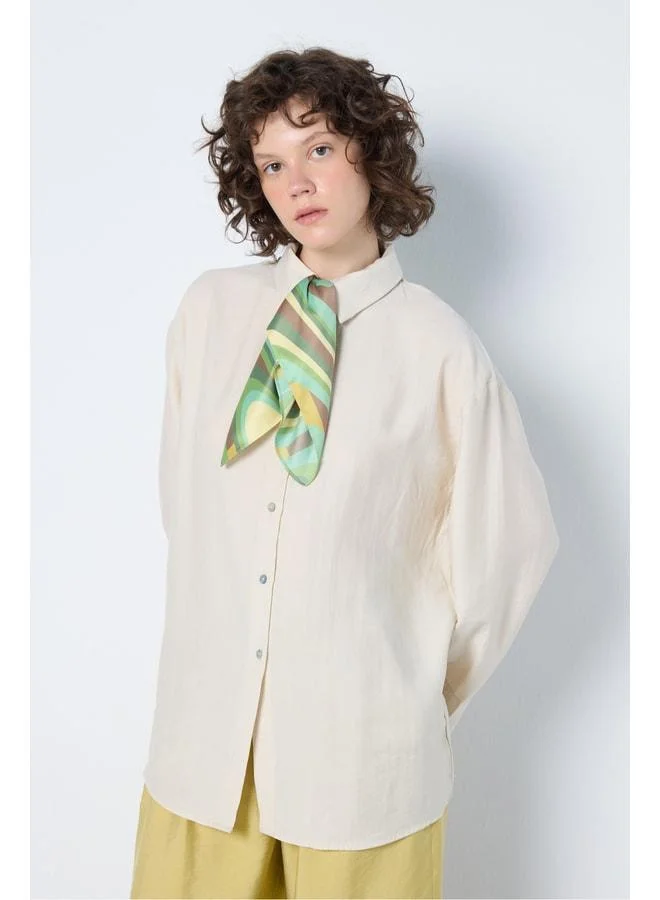 mina aise Women's Stone Premium Fabric Oversize Shirt 31084.