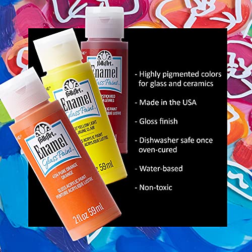 FolkArt Gloss Finish Acrylic Enamel Craft Set Designed for Beginners and Artists, Non-Toxic Formula Perfect for Glass and Ceramic Painting, , 32 Ounce, 16 Count (Pack of 1) - Image 4