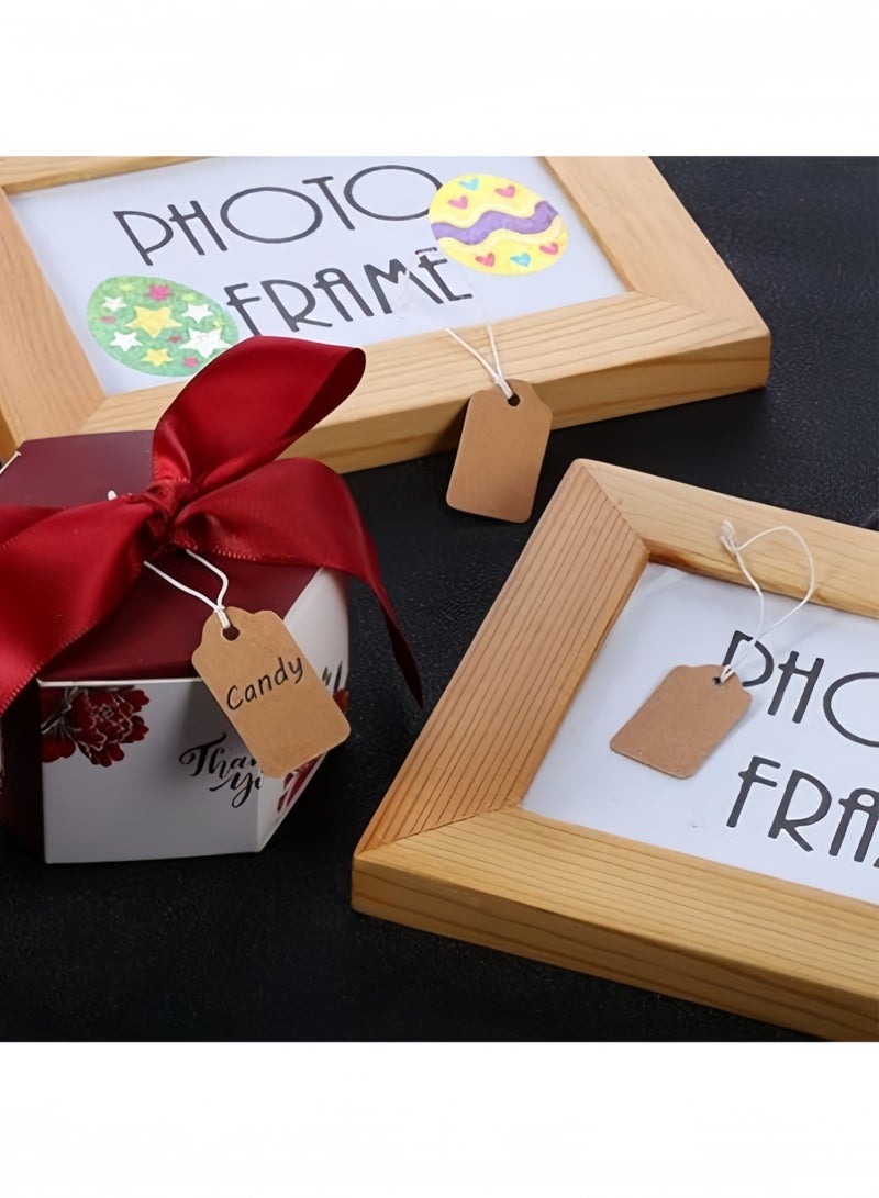 200 قطعة من بطاقات أسعار كرافت صغيرة، بطاقات أسعار كرافت فارغة قابلة للكتابة عليها، بطاقات عرض مع خيط مرن معلق، 1.02 × 0.55 بوصة (بني) - Image 5