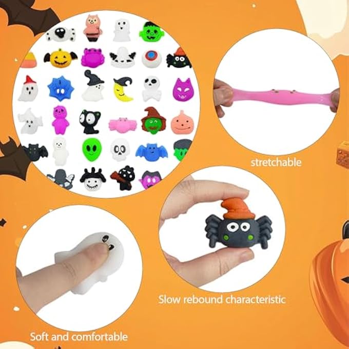 SSKHE Random Style Halloween Squeeze Toys Squishy Toys Stress Relief Toy Pumpkin Ghost Bat Witch Goody Bags Filler Gifts for Halloween Goody Bags Party Favors Treat Gifts - Image 3