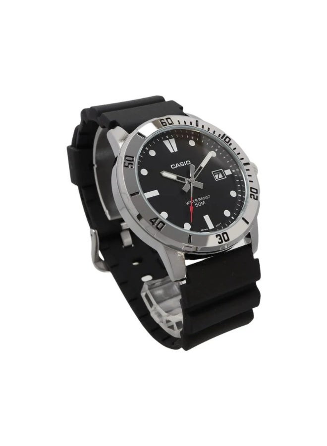 Casio MTP-VD01-1EVUDF Men’s Analog Stainless Steel Watch – Black Dial, Rotating Bezel, Date Display, Water Resistant - Image 3