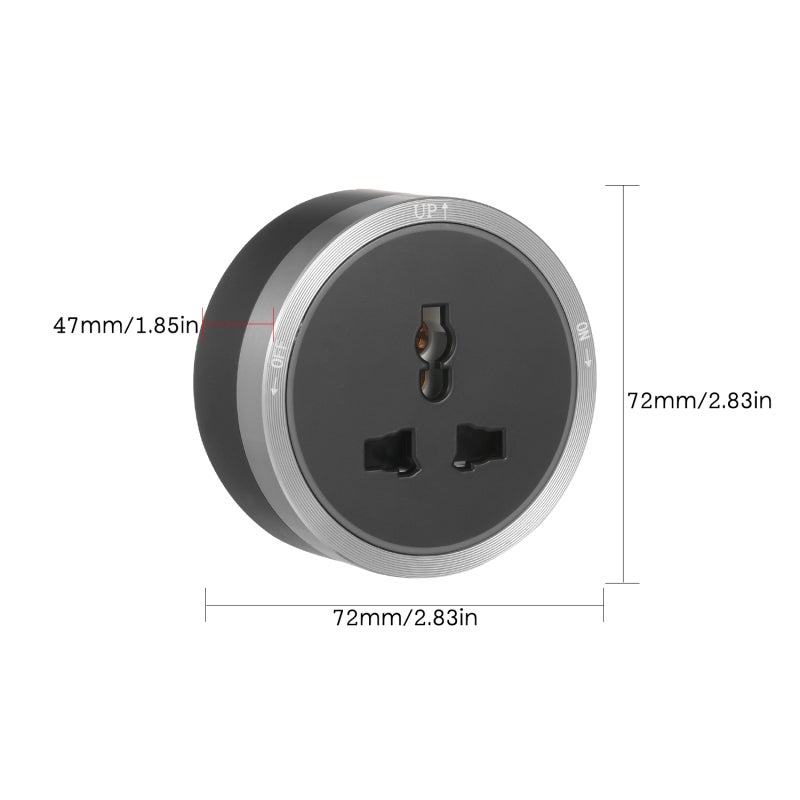 Power Rail Universal Socket: Grey Acrylic Aluminium Alloy Track System With Blue LED Ring - Flexible Slide Easy Install Charging Solution for Office Kitchen Living Room Studio Use - Image 2