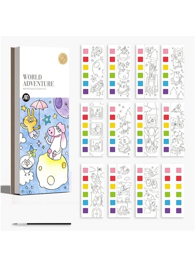 MiDeer كتاب رسم مائي جيب مع فرشاة، كتاب رسم مائي جيب، علامة مائية للطلاء - Image 1