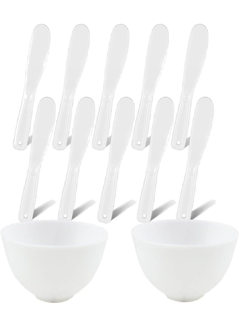 10 قطع من ملاعق التجميل البلاستيكية مع وعاء من السيليكون، ملعقة قناع هلامي للعناية بالبشرة، ملاعق للاستخدام مرة واحدة للعناية بالوجه، أداة وضع قناع الوجه، مغرفة مكياج لأدوات الوجه (أبيض) - Image 1