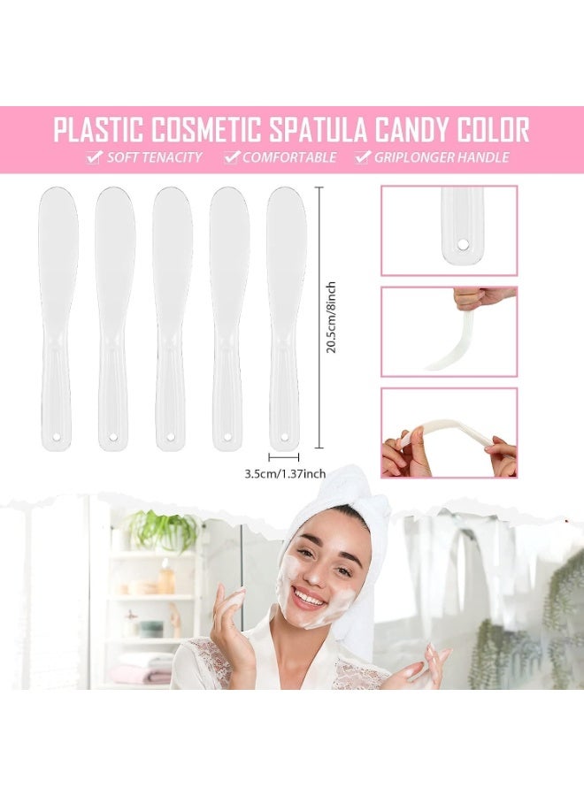 10 قطع من ملاعق التجميل البلاستيكية مع وعاء من السيليكون، ملعقة قناع هلامي للعناية بالبشرة، ملاعق للاستخدام مرة واحدة للعناية بالوجه، أداة وضع قناع الوجه، مغرفة مكياج لأدوات الوجه (أبيض) - Image 2